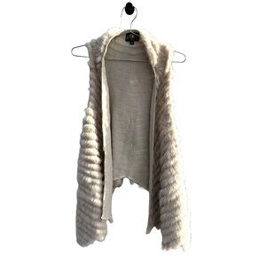 METRIC KNITS Chic Boho Rabbit Fur Vest‎ • Small • Beige, Tan • Quiet Luxury